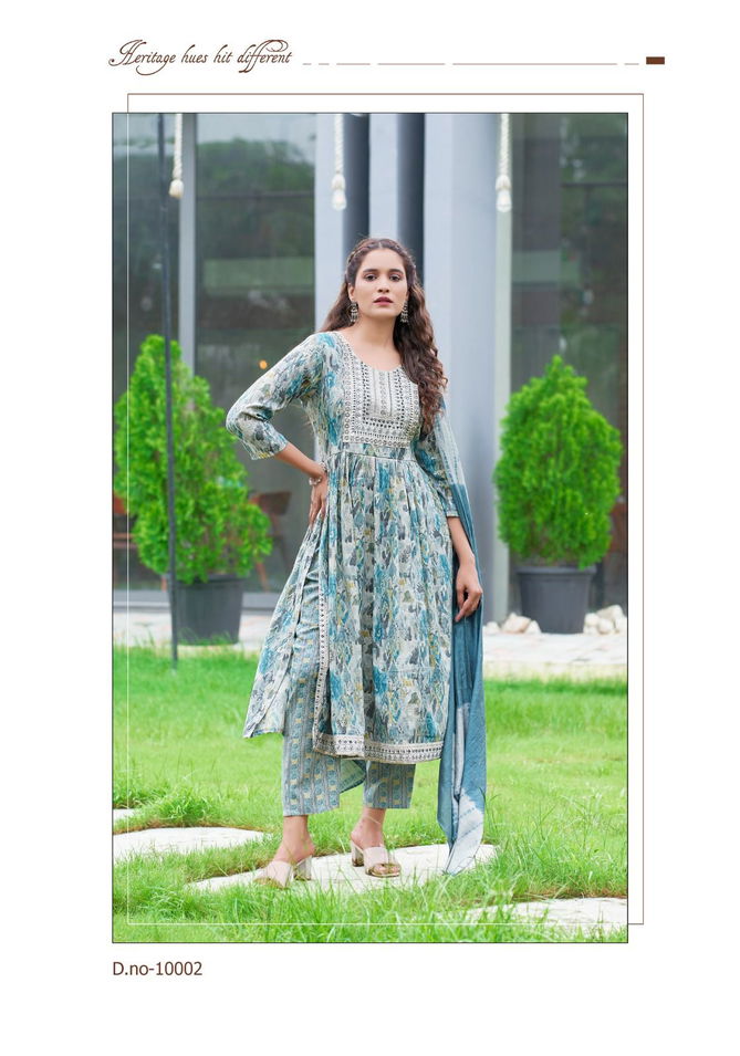 Sara Vol 10 By Mystic 9 Rayon Embroidery Printed Kurti With Bottom Dupatta Wholesale Shop In Surat
